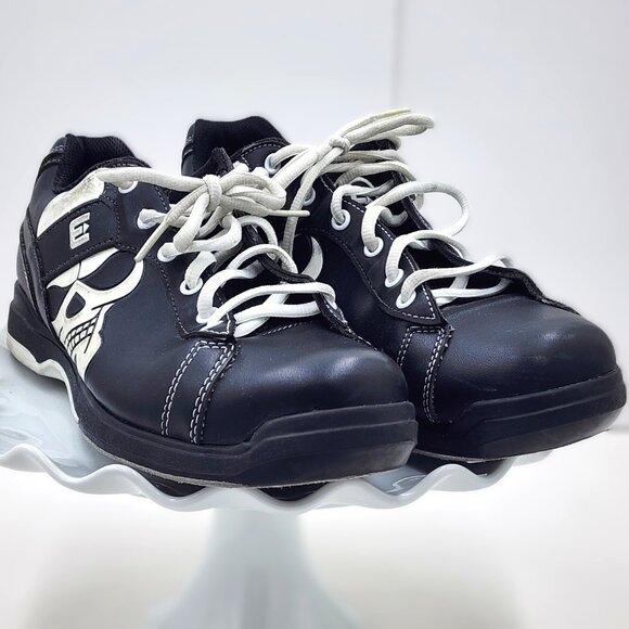 Etonic Men's Black White Glo Skull Perfect Slide Bowling Shoes - Size 11 - Picture 2 of 12